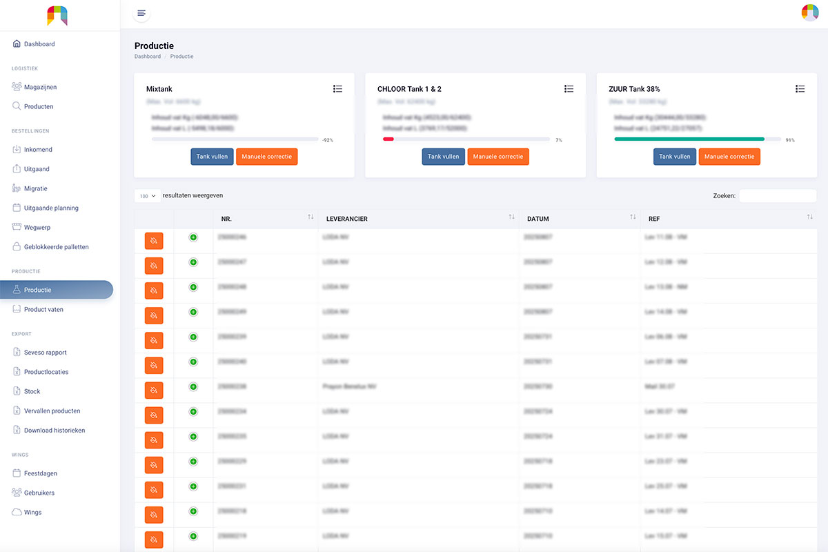 webtoepassing gekoppeld met Wings Software voor magazijnbeheer Smartchim Beerse